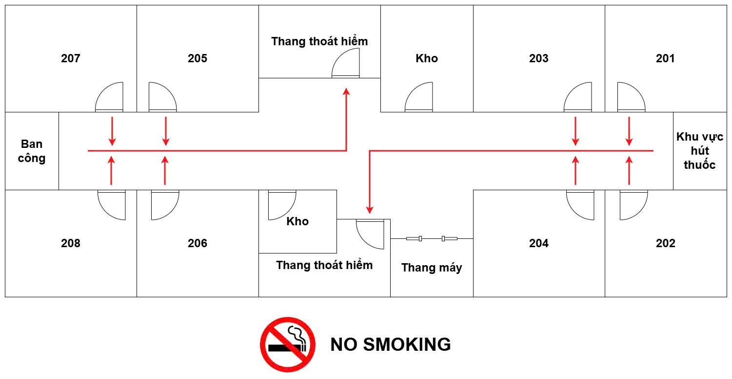 Sơ đồ tầng 2 khách sạn cơ sở VEC