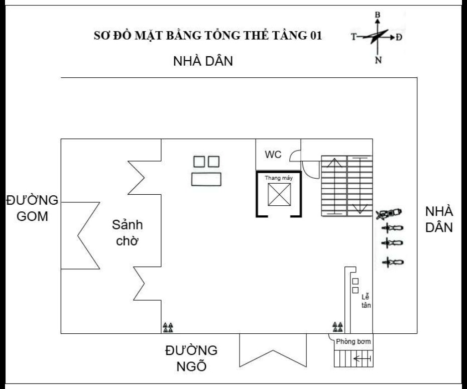 Sơ đồ tầng 1 khách sạn cầu Nhật Tân
